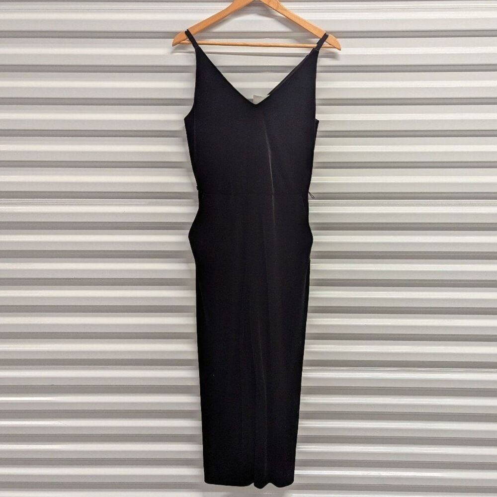 Y2K Velvet Velour Jumpsuit Black Goth‎ Minimalist Quiet Luxury Banana Republic 4